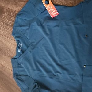 NWT Cherokee iFlex Katie Duke Scrub Top • Caribbean Blue • Large